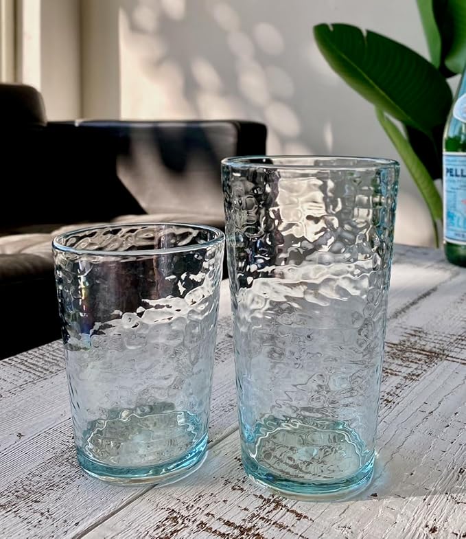 KLIFA- NICE- 14.7 & 20 ounce, Set of 8, Acrylic Tumbler & Highball Drinking Glasses, BPA-Free, Stackable Plastic Drinkware, Dishwasher Safe Cups, Light Teal