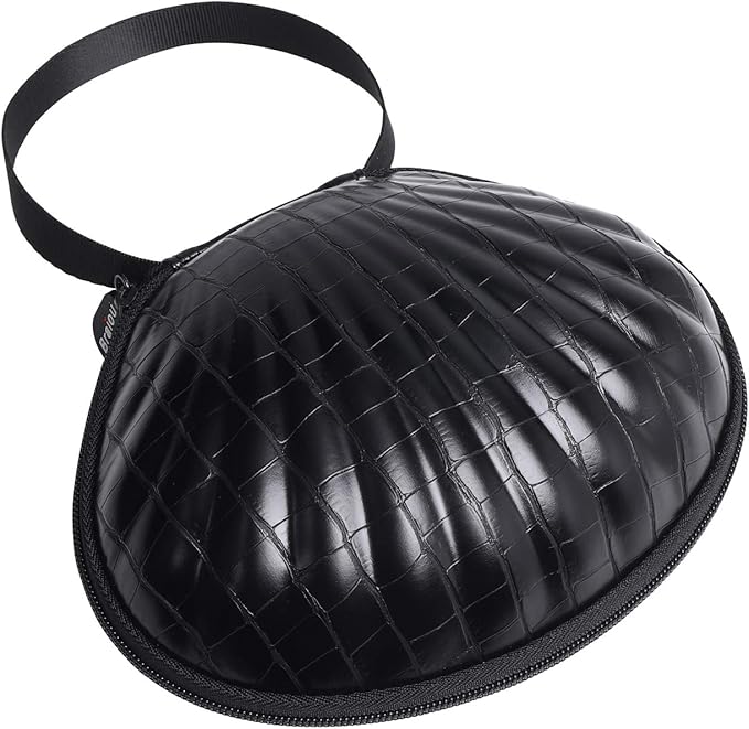 Hard Travel Case for Silicone Bras [A-C Cup] Premium Nubra Organizer Portable Lingerie Underwear Storage Bag (Crocodile, Black)