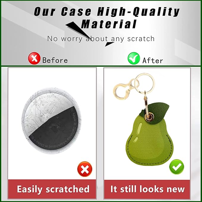 Leather Keychain Holder Case Compatible with AirTag,Cute air tag Cover with Keychain Ring,GPS Tracker Case for Keys