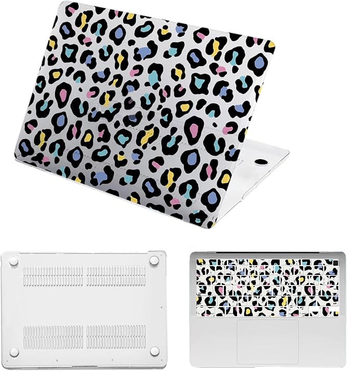 Printed Case for MacBook Air M1 13 inch 2020 2019 2018 Release (Model A2337 A2179 A1932),Aesthetic Hard Shell Case Cover & Keyboard Cover for Laptop Air 13.3",Cheetah Print