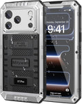 Mitywah Waterproof Case for iPhone 17 Pro, Rugged Metal Case with Built-in Screen Protector, Heavy Duty Full Body Shockproof Protective Cover 6.3 inch, Silver