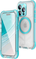 WIFORT Waterproof Phone Case for iPhone 15 Pro Teal | IP68 Underwater, Dustproof, Built-in Screen, 15FT Military Shockproof, 360 Full Body Sealed Protection Cover, Magnetic, Frosted, 6.1"