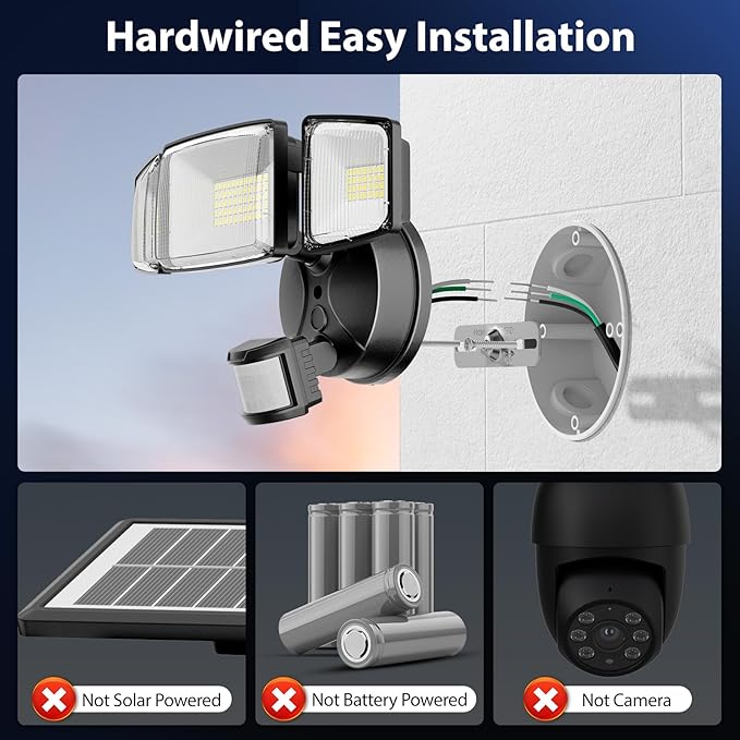 Onforu 2 Pack 100W 11000LM LED Motion Sensor Outdoor Lights, Dusk to Dawn Flood Lights Outdoor Motion Sensor, Hardwired Security Light Floodlights Outside 6500K Daylight IP65 Waterproof (Black)