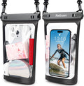 Large Waterproof Phone Pouch, 2Pack Floating Waterproof Bag for iPhone 17 16 15 Pro Max Galaxy S26 S25 S24 Ultra All Phones, Cell Phone Dry Bag for Beach Swimming Rafting Boating (Black + Black)