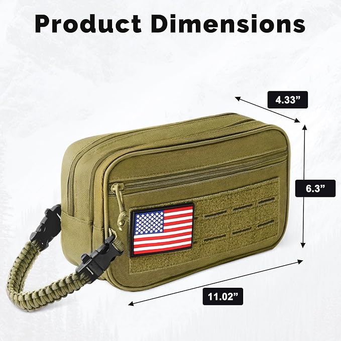 Toiletry Bag for Men Tactical Travel Dopp Kit with Wet Dry Compartment 3 Zipper Pockets 900D Water Resistant MOLLE System Organizer for Gym Hiking Travel Shaving EDC Accessories Gifts Him