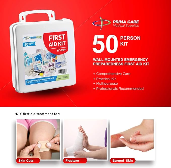 Primacare KC-50PP 50 Person Large Emergency Preparedness First Aid Kit for Home, School and Office, Wall Mounted