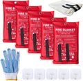 Leberna 5 Pack 39.9x39.3 Fire Blanket Fire Suppression Blanket | Fiberglass Fire Blankets Emergency for People Flame Retardant Fireproof Survival Safety Kitchen, Fireplace, Car, Office, Warehouse