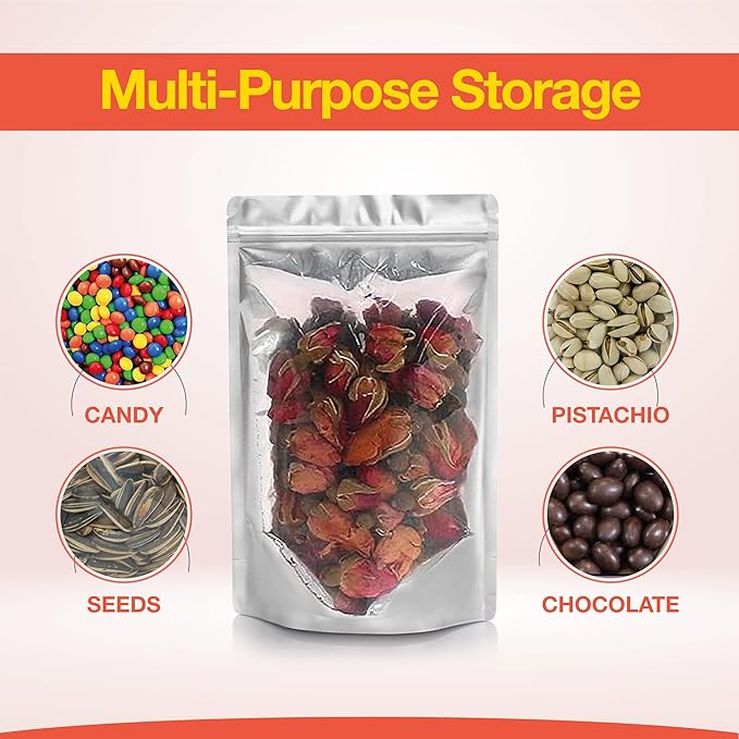BELLE KR® 3x5 Small Mylar Bags for Freeze Dried Candy - Pack Of 100-4 Mil Thick - Resealable Bags for Small Business with See Through Window for Freeze Drying