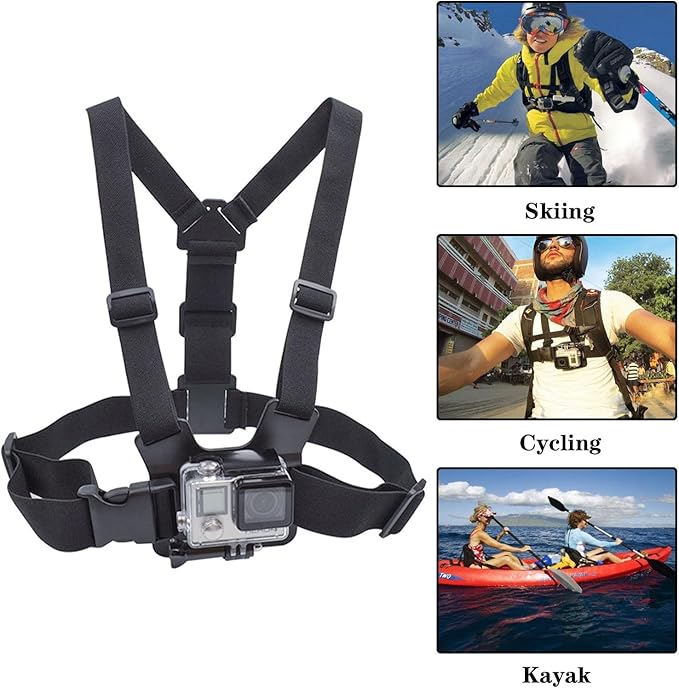 Adjustable Mobile Phone Chest Strap Harness Mount, Black, Compatible with iPhone, GoPro Hero, DJI Osmo Action Cameras