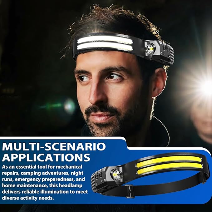 Rechargeable Headlamps 2 Pack, LED Headlight 230° Ultra Wide Beam, 6 Modes Waterproof Head Lamp, Hands-Free Forehead Light for Camping, Hiking, Running, Outdoor Gear