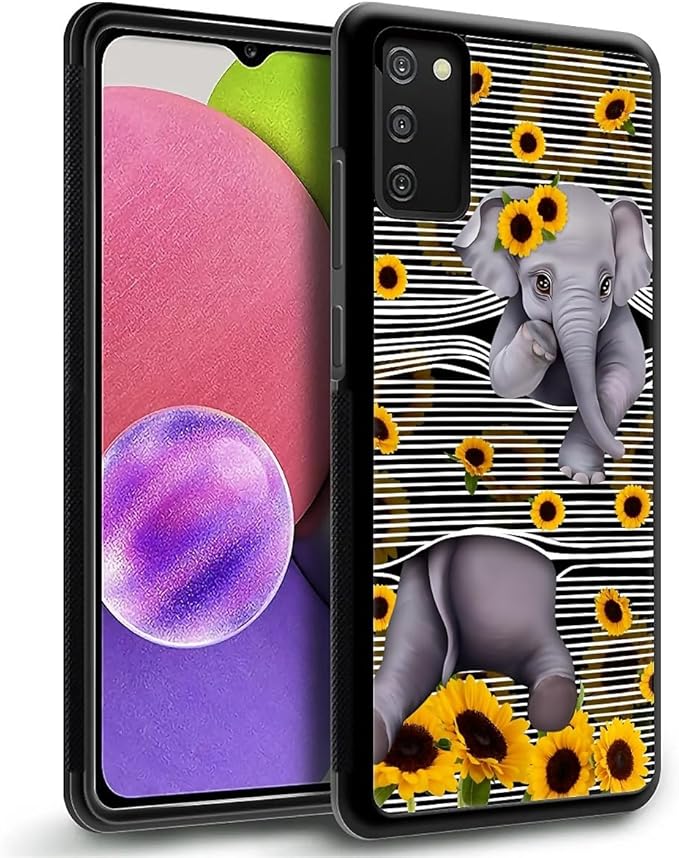 for Samsung Galaxy S20 FE Case, Cute Little Elephant Sunflower White Line Art Pattern Graphic Design Soft Silicone Hard Acrylic Shock Protection for Samsung Galaxy S20 FE