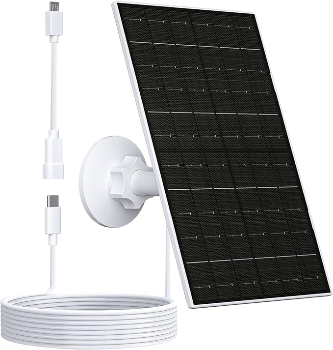 Zivif 7W Solar Panel for Security Camera, 5V USB C Solar Panel Charger Compatible with Rechargeable Battery Powered Cam, IP65 Waterproof, 7.2ft Cable, 360° Adjustable Bracket