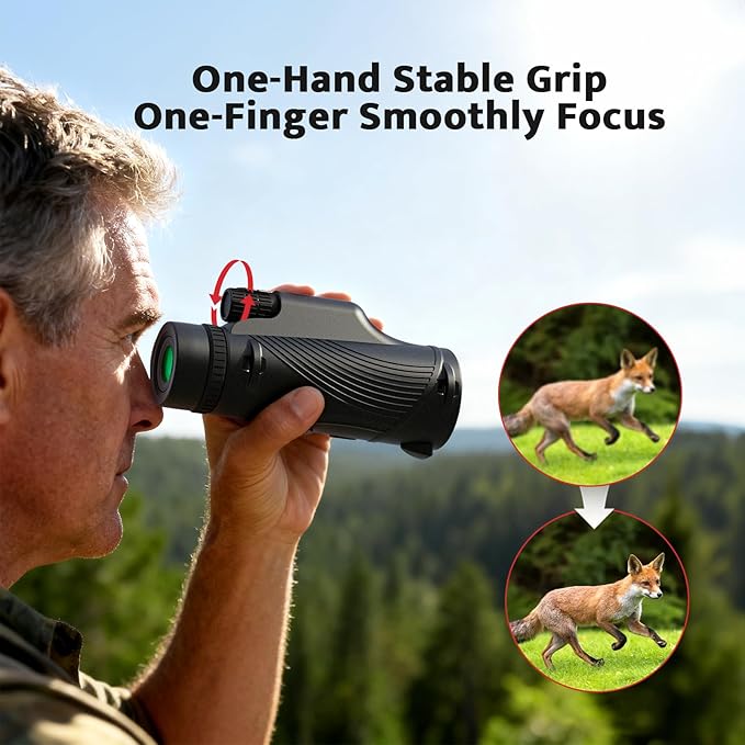 Monocular Telescope, 10x42 Monoculars for Adults, Usogood Compact Portable Waterproof Monocular with Hand Strap, Lightweight Handheld Pocket Telescope for Bird Watching