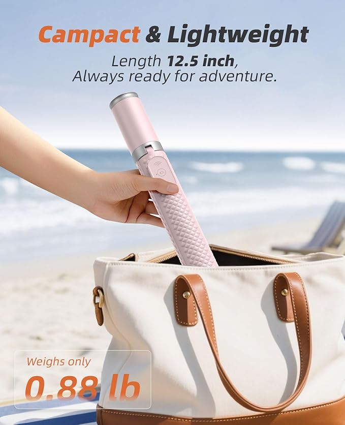 Vimose Phone Tripod & Selfie Stick with Remote, Portable, Lightweight for Video Recording Vlog, Extendable Travel Tripod Stand Compatible with iPhone Android, Pink, 62"