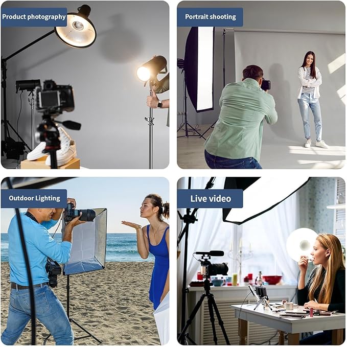 Kate 2 Pack Heavy Duty Light Stand Tripod - 15.7ft Air Cushioned Aluminum Alloy Lighting Stand with Tripod, 2 Sandbags & 1/4"-3/8" Adapter, 9.46lb Load for Studio/Indoor/Outdoor Video Photography