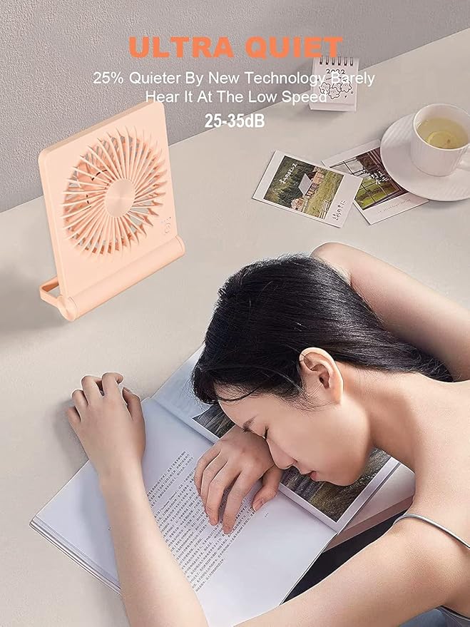 Small Desk Fan,Rechargeable USB Fan Battery Operated,Ultra Quiet, Strong Wind, 3 Speeds Travel Fans