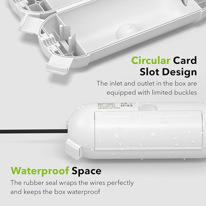 [2 Pack] Outdoor Extension Cord Safety Cover, BN-LINK Outdoor Plug Protector Waterproof, Electrical Connection Box for Holiday String Lights & Tools, White