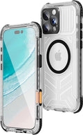 WIFORT for iPhone 16 Pro Waterproof Case, [IP68 Underwater] [Blue Light Filter Lens] [15FT Military Shockproof], Fit for Magsafe Full Body Magnetic Frosted Phone Case with Lanyard, 6.3" Black