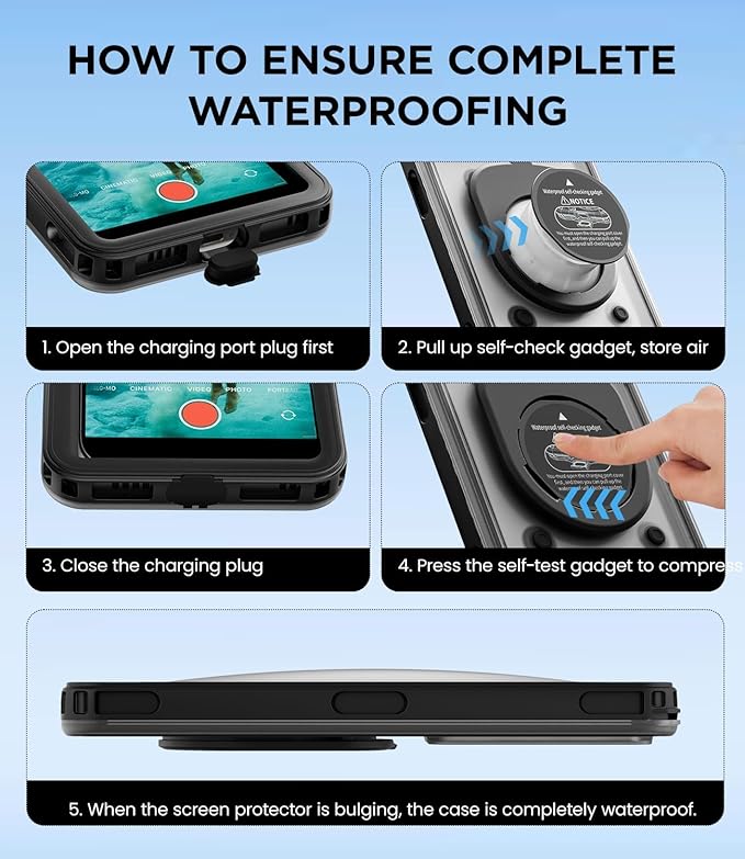 WIFORT Waterproof Phone Case with Lanyard, Underwater Phone Cases for Snorkeling/Diving/Swimming/Filming, IP68 Water Proof Touchscreen Case for All Cell Phones: iPhone/Samsung/Moto/Pixel - Black