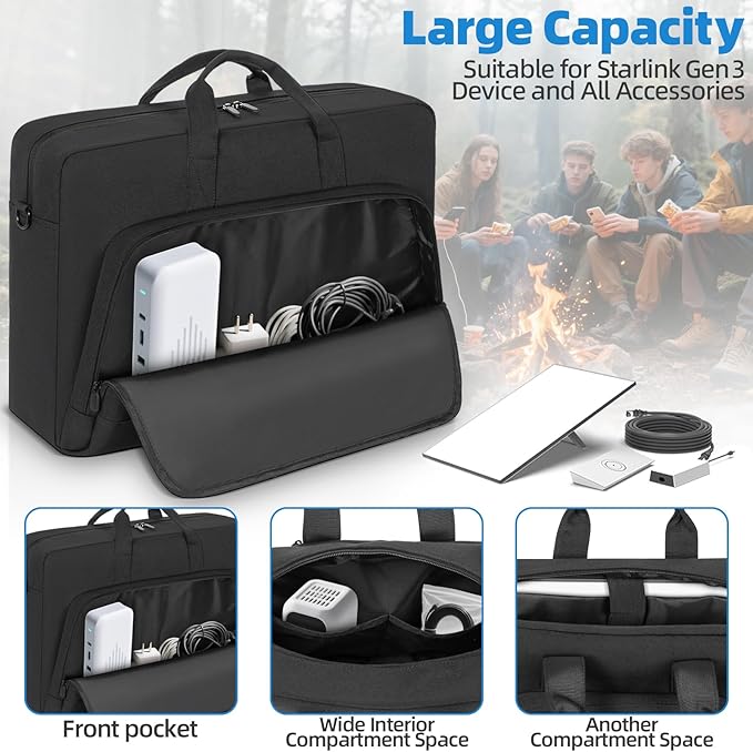 GMAK Starlink Gen 3 Case Carrying Bag, Starlink Organizer Travel Case for Gen 3 Dish and Accessories, Adjustable Shoulder Strap, Portable Standard V3 Dish Travel Bag for Outdoor Camping and RV Trips