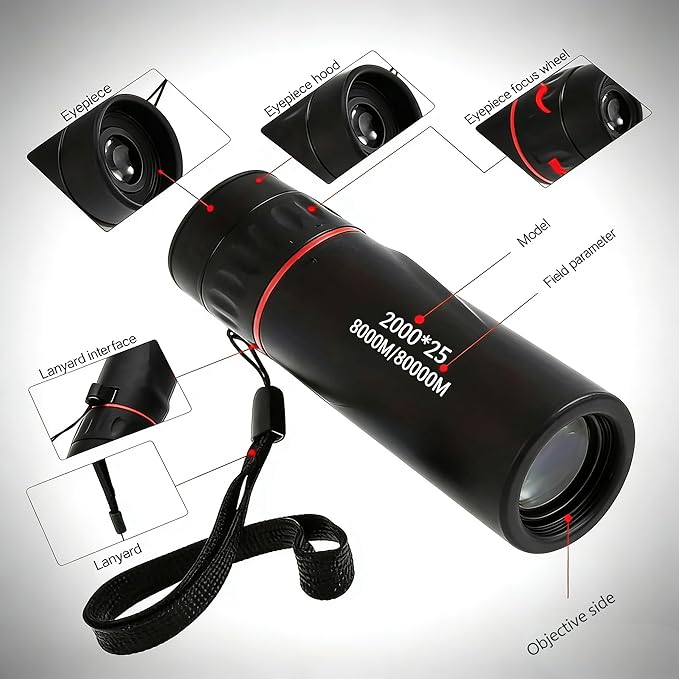 Mini Monocular Telescope, 25X High Definition HD with Multilayer Coating, Waterproof & Compact Design for Adults & Kids, for Hiking, Bird Watching, Concert, Travel and Outdoor Observation