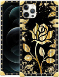 Compatible with iPhone 11 Pro Max Case, Shine Gold Rose Luxury Golden Decoration for Girl Women Soft TPU Shockproof Protective Hard PC Back for iPhone 11 Pro Max