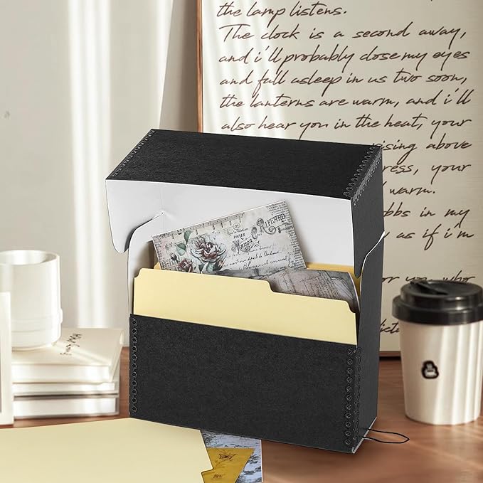 Lineco Archival Document Storage Box with Metal Edge, Acid-Free Black Boxboard, Organize and Store Files, Prints, Photos, Legal-Sized Case 15.5" x 10.5" x 5" Wide