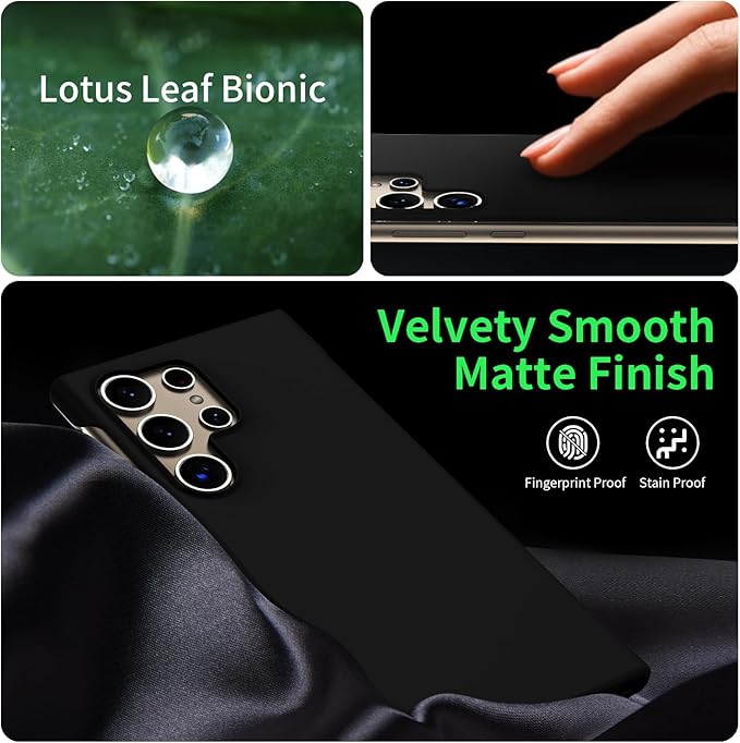 GRECAZO Slim Borderless for Samsung Galaxy S25 Ultra Phone Case 6.9"(2025) Ultra-Thin Lightweight Frameless Matte Hard PC Cover Case with Pull Ring Minimalist Non Slip Rope-Black