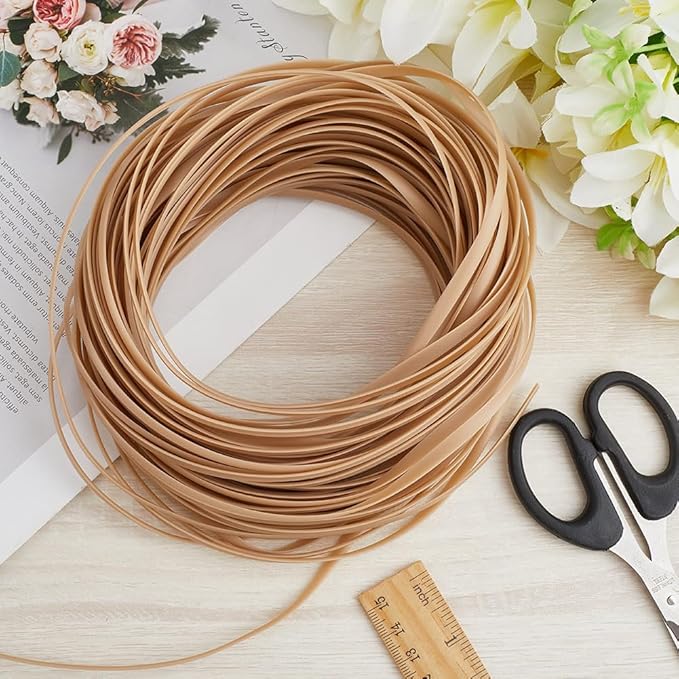 GORGECRAFT 30m*5mm Rattan Weaving Wicker Outdoor Light Gray Synthetic Rattan Roll Wicker Repair Kit Flat Cord Webbing Basket Weave Patio Chair Sofas Repair Supplies for Lawn Furniture Garden