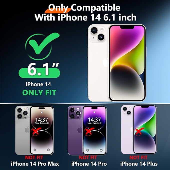 Red2Fire 2024 New for iPhone 14 Case Waterproof,[Built-in Screen Protector & Camera Protector][Full Body Shockproof][IP68 Underwater][Dustproof][Dropproof] Phone Case for iPhone 14 6.1" Black/Clear