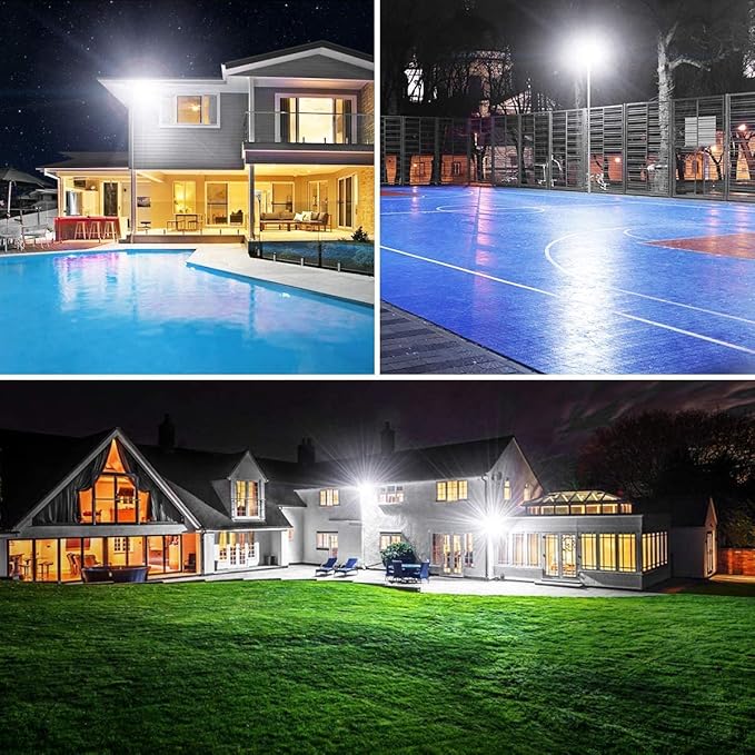 XYCN 4 Pack 100W LED Flood Light, IP66 Waterproof Outside Flood Light, 12500LM Super Bright Outdoor Security Lights, 5000K Daylight White Floodlight for Yard Garden Playground Basketball Court Patio