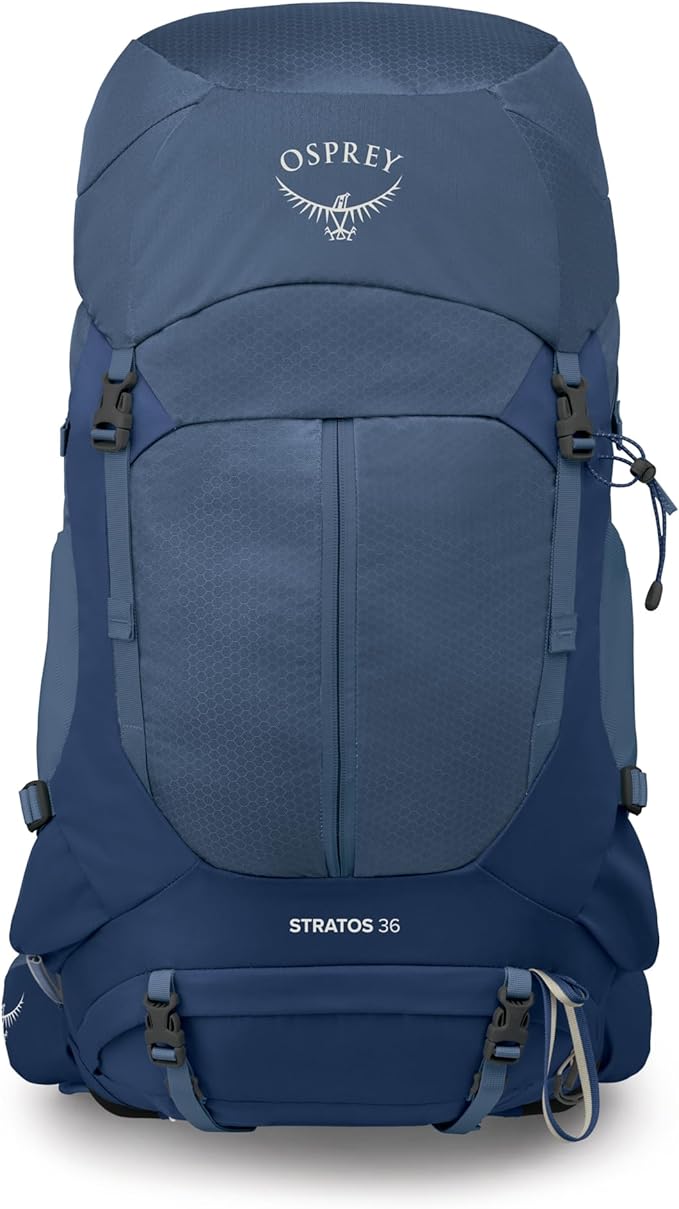 Osprey Stratos 36L Men's Hiking Backpack - Lightweight Backpacking Pack with Waterproof Raincover - Camping Bag, Nirvana Blue