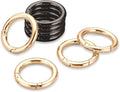 Gkeygo Key Ring Clip, 4/5 Inch Keychain Rings, 8 Pack Round Carabiner Clip for Keys, Buckle, Bags, Purses - Key Chain Hooks Replacement Keychains Lanyard DIY Crafts - Black, Gold