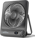 WHATOOK Large Travel Desk Fan: 10000mAh Battery 40 Hours Runtime Silent Rechargeable Fans, Quite Personal Portable Fan for Camping Bedroom Office Small Desktop fan (8.3 * 7.1inch Black)