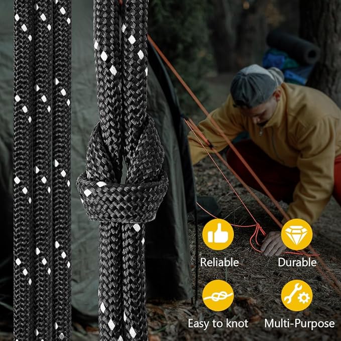 750Ib Reflective Paracord Rope,100' 200' 500' 1000', 4mm 11 Strand Parachute Spool Cord with Collecting Bag, para Cord Lanyard for Hammock, Camping