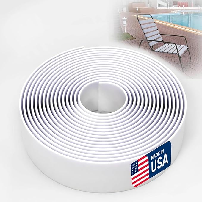 2 Inch Wide, 20ft Long Vinyl Strap - Replacement Straps for Patio Chairs - Vinyl Strapping for Patio Furniture Repair - Durable Seat Repair Kit for Lawn Chairs, Outdoor Furniture (White)