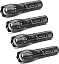 LETMY LED Tactical Flashlight S2000 [4 Pack] - High Lumens, Zoomable, 5 Modes, Waterproof Handheld LED Flashlight - Best Camping, Outdoor, Emergency, Everyday Flashlights
