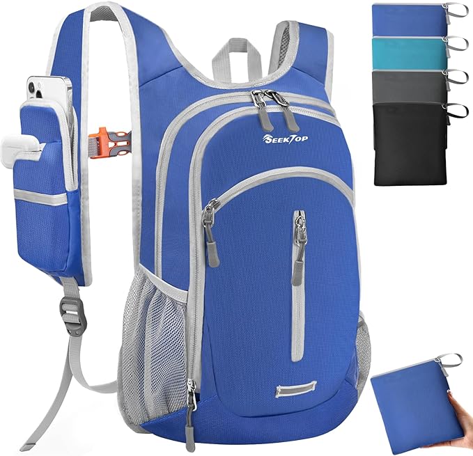 Seektop Small Hiking Backpack Expandable 12L-15L, Lightweight Packable Waterproof Daypack with Phone Pocket for Women Men