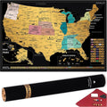 Detailed Scratch off USA Map with Scratcher - 24x16 Easy to Frame 63 National Parks Scratch Off Travel Poster of the United States of America - Large Scratchable US Map with Landmarks and States Flags