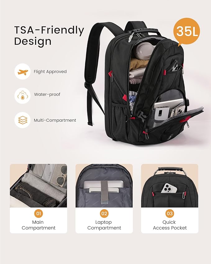 LOVEVOOK 17 Inch Laptop Backpack for Men Women, Waterproof Anti-Theft Travel Backpack with USB Charging Port & Lock Black
