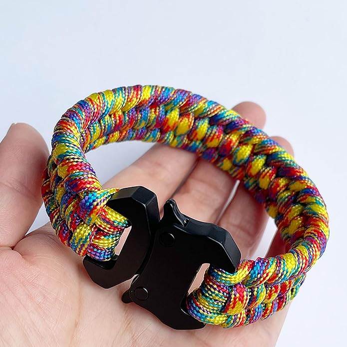 Parachute Cord Bracelets Trilobite Weaved Paracord Bracelet with Side Release Buckle 8.7 inch Black Bracelet for Men Women 1 Set