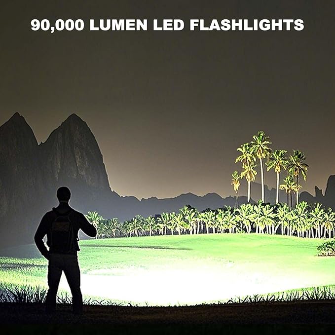 Lylting 4 Pack Rechargeable LED Flashlights High Lumens, 90,000LM Super Bright Flashlight, Adjustable Powerful Flash Light with USB Cable & 5 Modes, Waterproof Handheld Flashlight for Home Camping