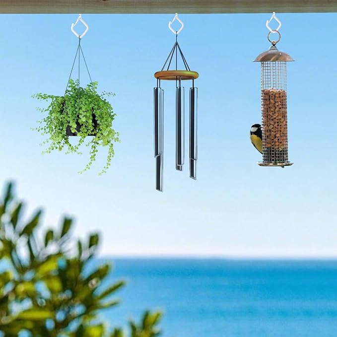 30 Pcs White Eye Hooks Screw Heavy Duty,Ceiling Hooks for Hanging Plants,String Lights,Cup,Wind Chime,Bird Feeders. Plant Hanger Indoor&Outdoor