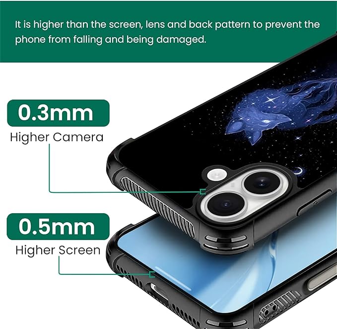 for iPhone 17 Case,for MagSafe Graphic Design for Girl Boy Soft Silicone Hard Acrylic Shock Protection Designed for iPhone 17 Galaxy Fox Wolf Pattern