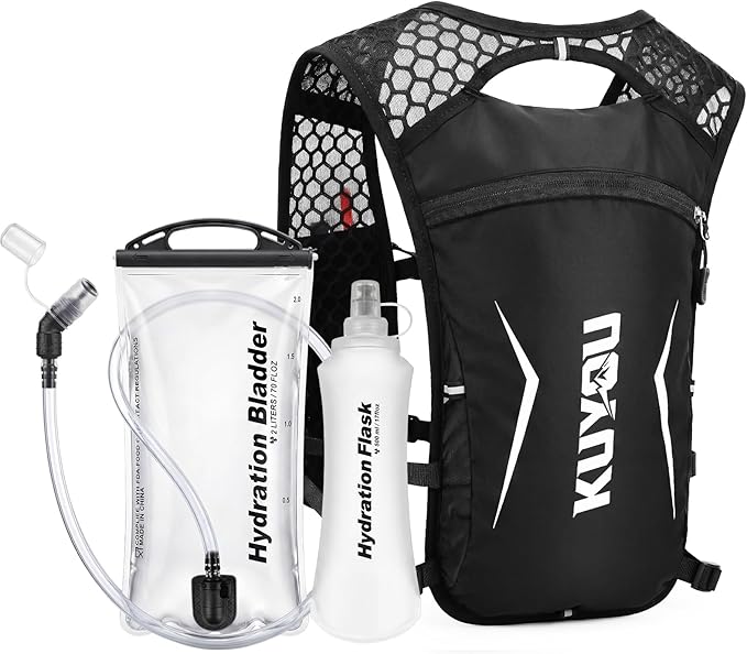 KUYOU Running Vest for Women & Men, Lightweight Hydration Backpack with 2L Water Bladder, Water Backpack for Trail Running, Hiking, Cycling & Marathon
