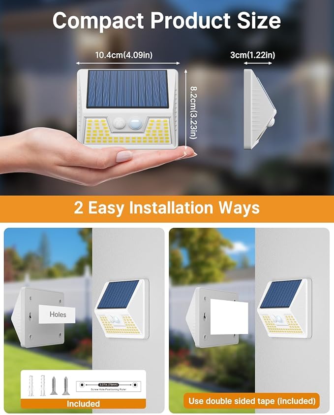 vighep 12Pack White Solar Lights Outdoor Motion Sensor, 6000K Cool Light/3 Lighting Modes, IP65 Waterproof Solar Powered Wall Lights Outside for Garden Fence Backyard Deck Driveway