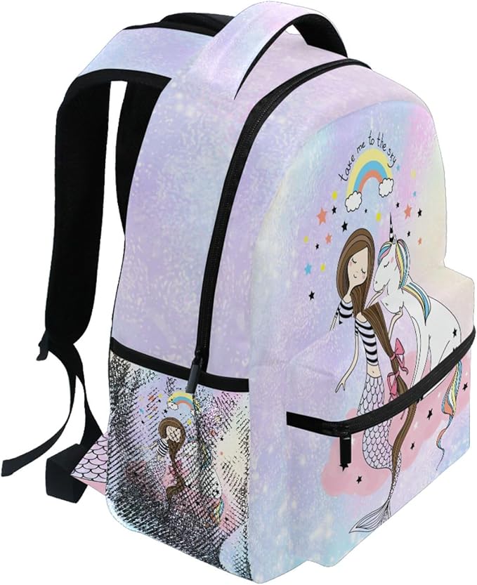 Wamika Mermaid Unicorn Kids Backpack Rainbow Horse School Backpacks Boys Girls Preschool Book Bag