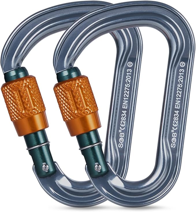 SOB Heavy Duty Steel Carabiner Clips -Auto Locking Climbing Carabiner, Industrial Strength Climbing Hooks for Keychains, Outdoor Gear, Backpacks, Hiking & Camping