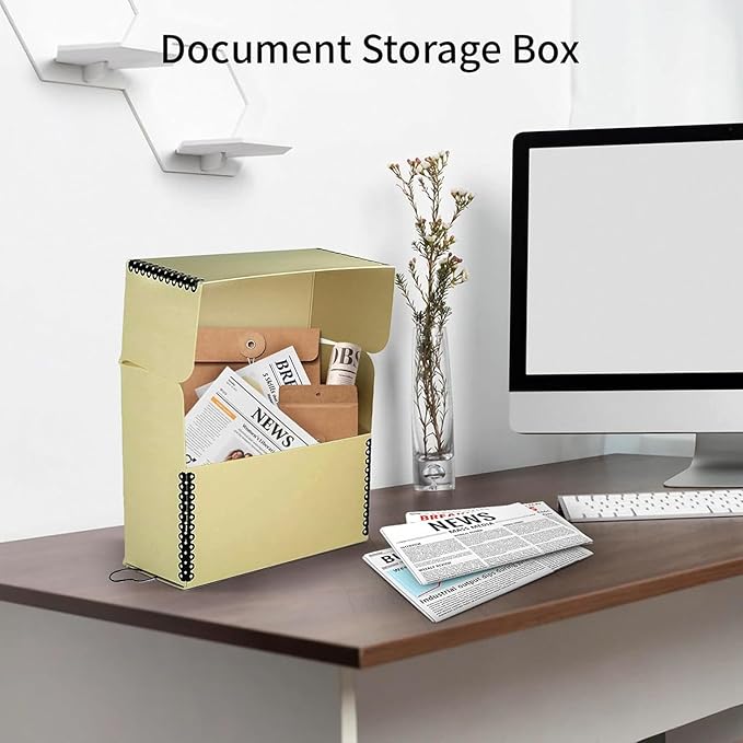 Lineco Archival Document Storage Box with Metal Edge, Acid-Free Tan Boxboard, Organize and Store Files, Prints, Photos, Letter-Sized Case 12.5" x 10.5" x 5" Wide, Pack of 2