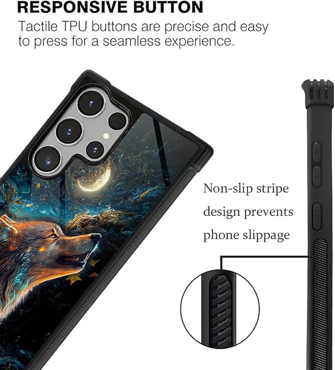 for Samsung Galaxy S26 Ultra Case,Graphic Design for Girl Boy Soft Silicone Hard Acrylic Shock Protection Designed for Samsung Galaxy S26 Ultra Star Cave Hungry Wolf Pattern
